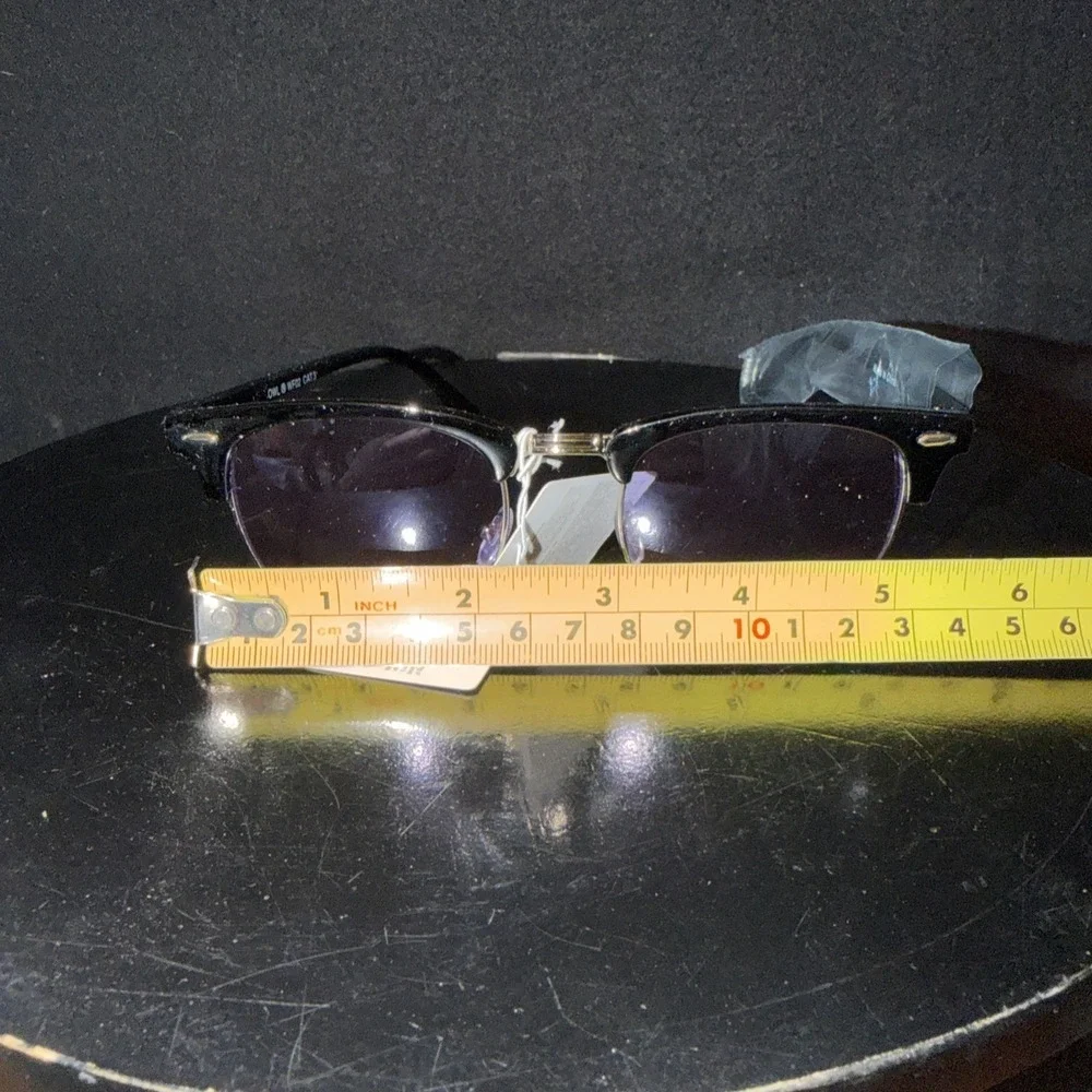 OWL Half Frame Sunglasses /Black Silver Frame /Black Lens. UV400